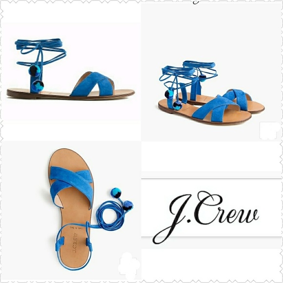J. Crew Shoes - NWOT J.Crew Suede Pom Pom Sandals Made in Italy